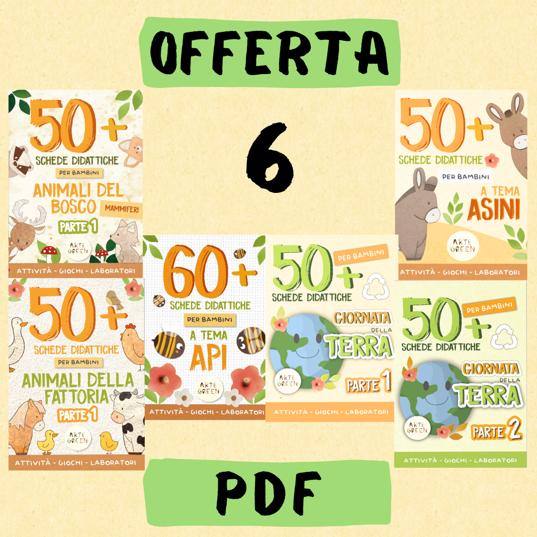 6 Schede didattiche da stampare per bambini, in OFFERTA!