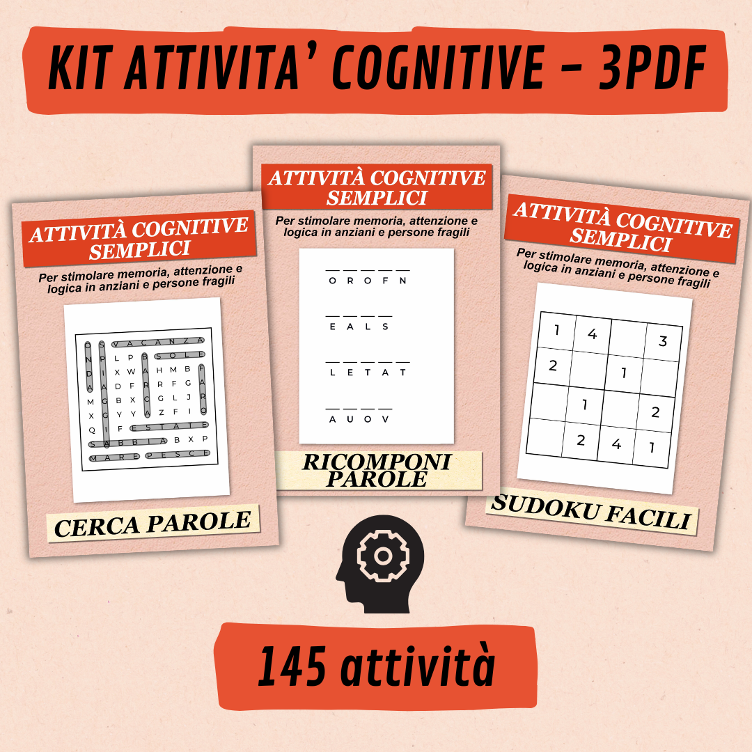 Giochi cognitivi per anziani – KIT 3 attività cognitive
